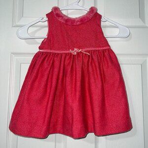 Baby Gap Toddler Girl Herringbone Fur Trim Collar Holiday Dress Wool Size 12-18M